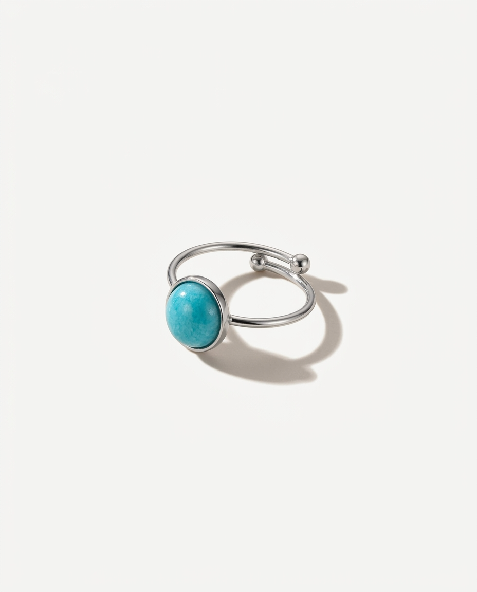 Minimalist Coastal Sterling Silver Plated Turquoise Ring