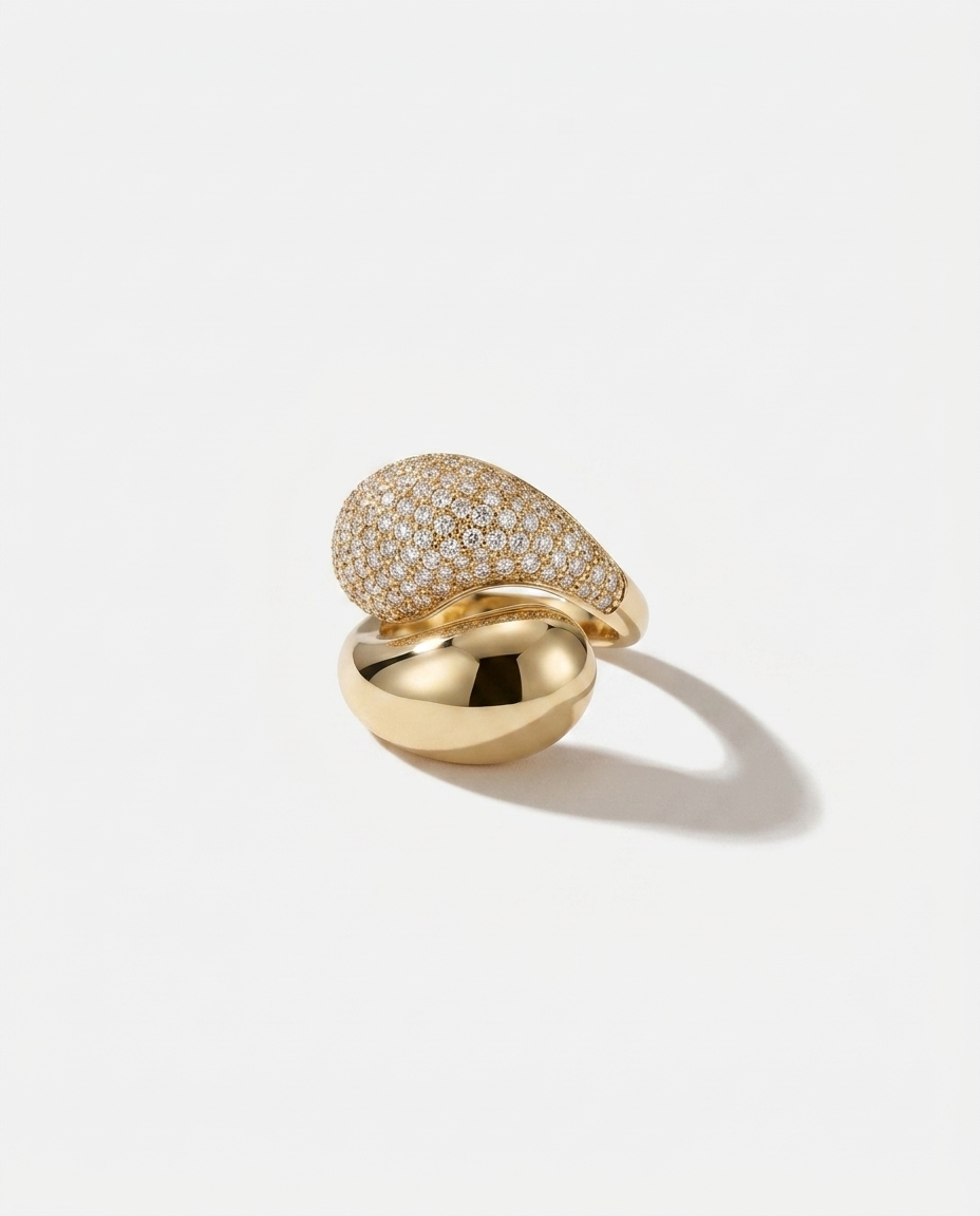 Bypass-Style Gemstone Dome Ring