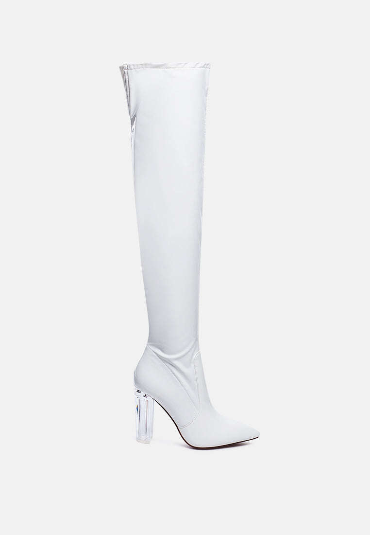 Noire Thigh High Long Boots In Patent  PU Leather
