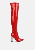 Noire Thigh High Long Boots In Patent Stretch PU Leather