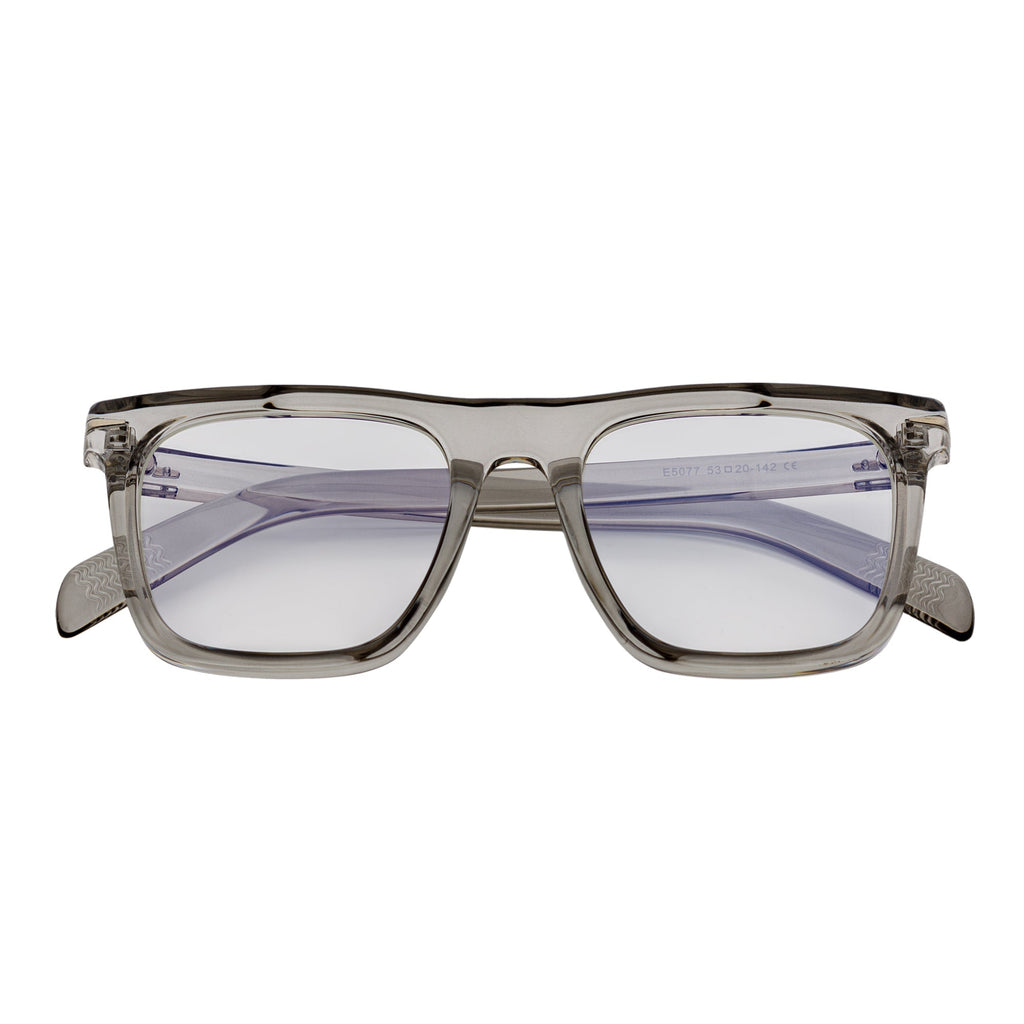 OXFORD - Square Horn Rimmed Crystal Gray Clear Lens Glasses