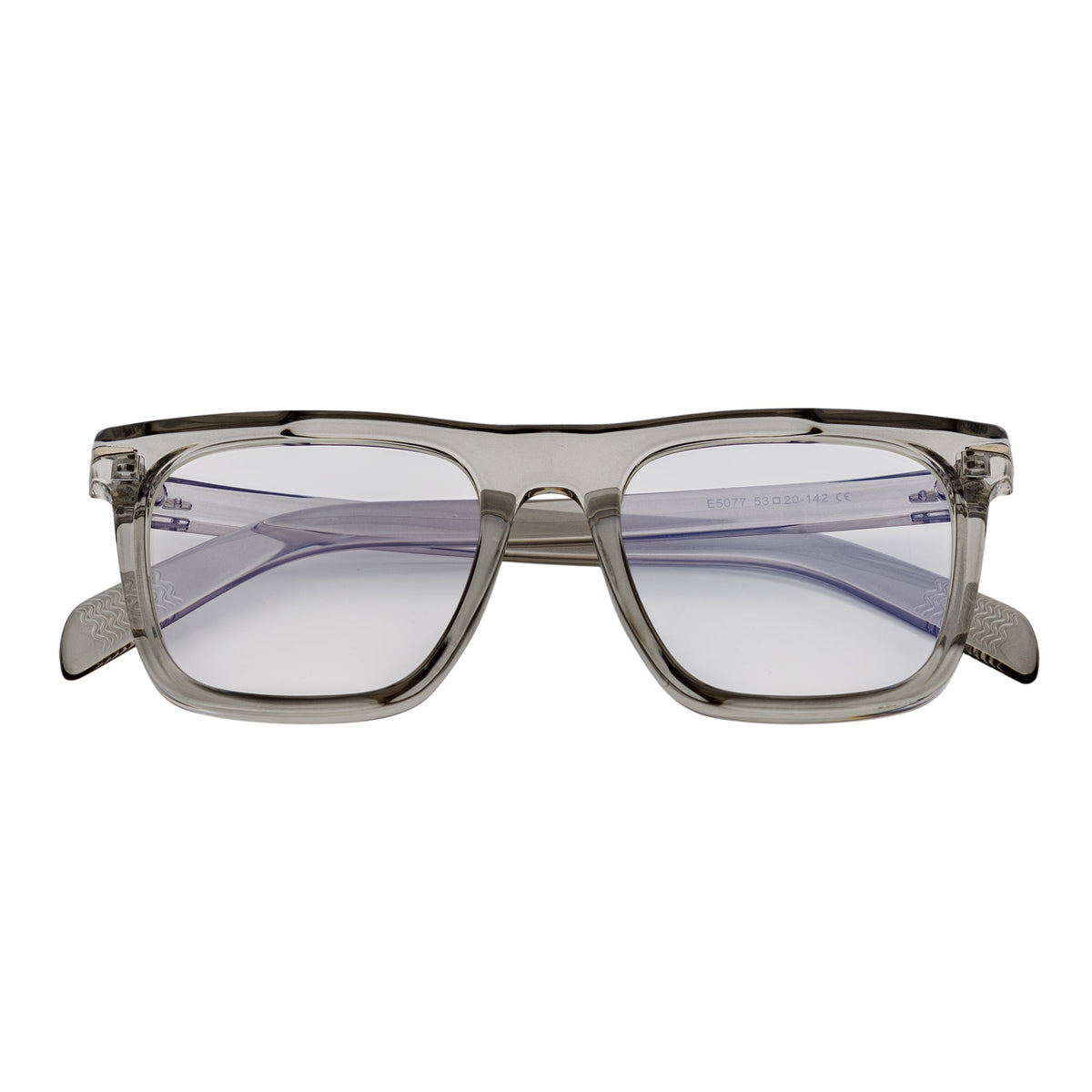 OXFORD - Square Horn Rimmed Crystal Gray Clear Lens Glasses