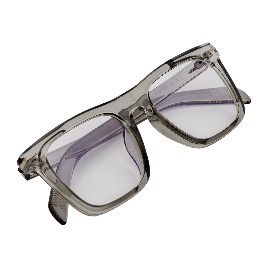 OXFORD - Square Horn Rimmed Crystal Gray Clear Lens Glasses