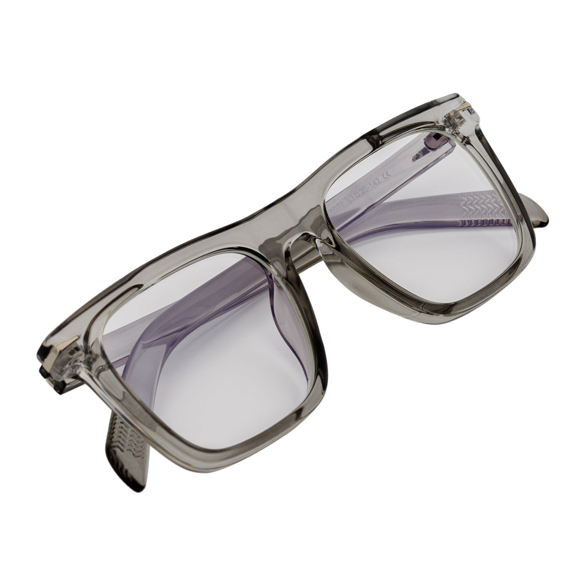 OXFORD - Square Horn Rimmed Crystal Gray Clear Lens Glasses