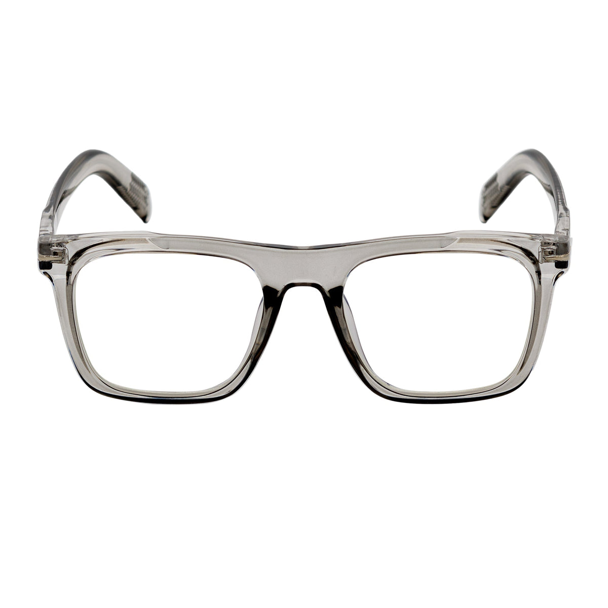 OXFORD - Square Horn Rimmed Crystal Gray Clear Lens Glasses