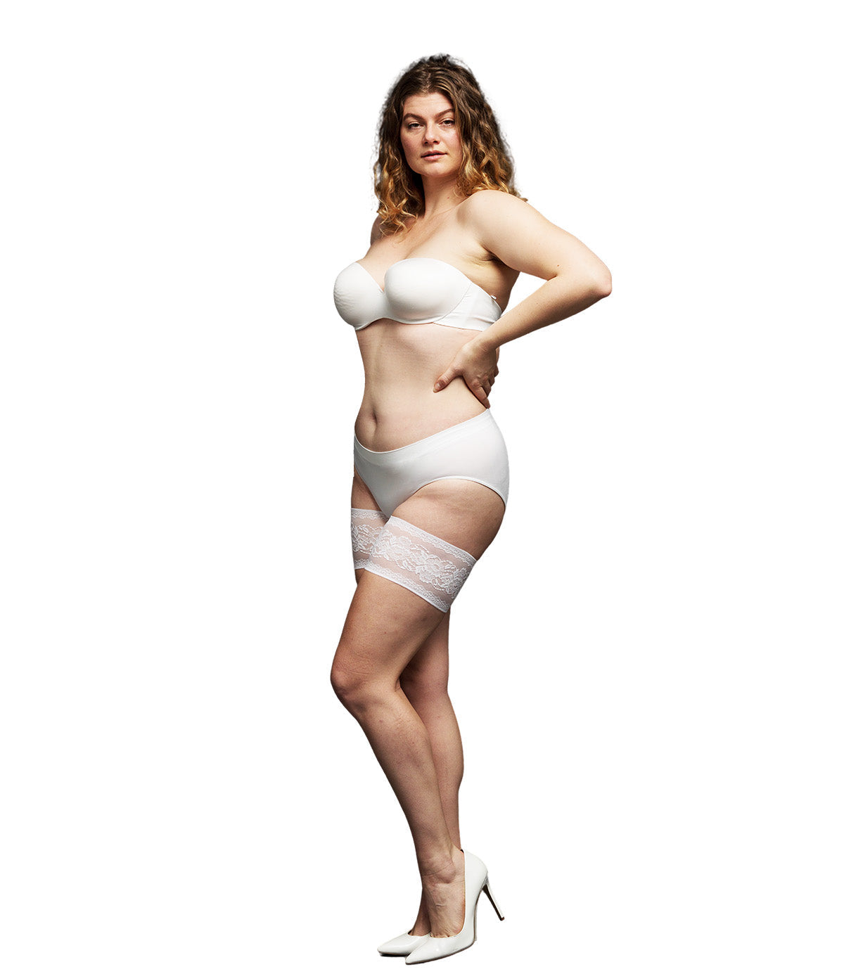 White Anti-Chafing Thigh Bands | Floral Print Lace