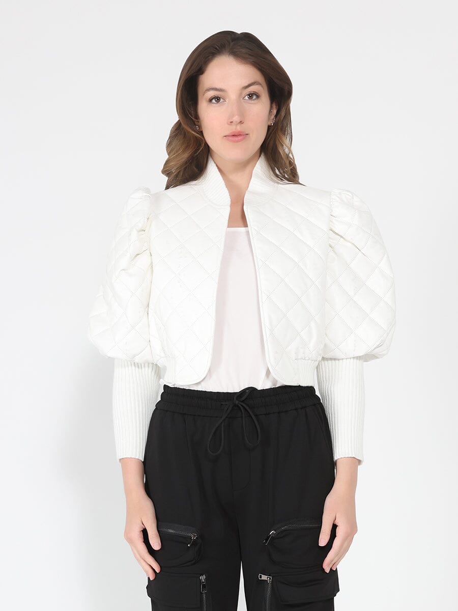 Quilted Puff Jacket With Ribbed Sleeve