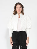 Quilted Puff Jacket With Ribbed Sleeve