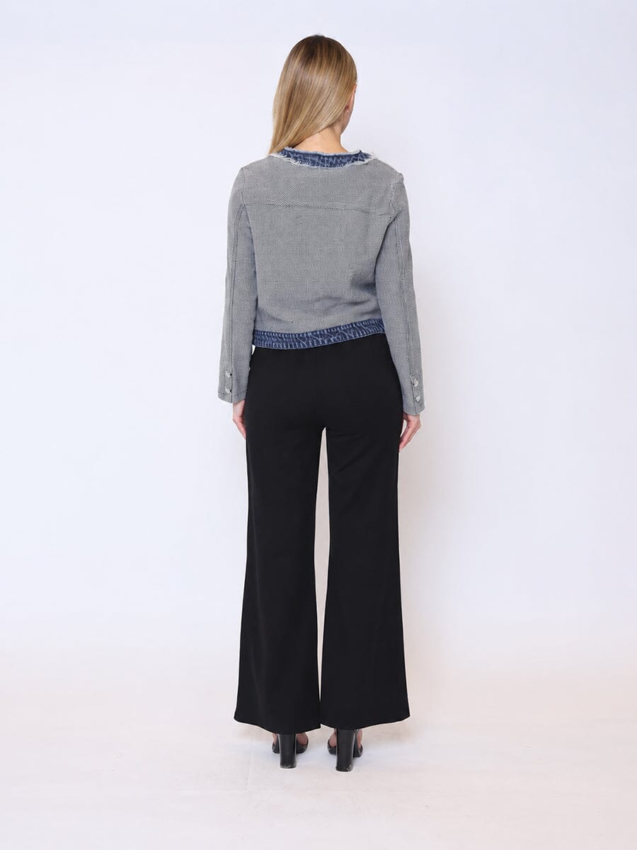 Round Neck Two-Tone Denim Jacket