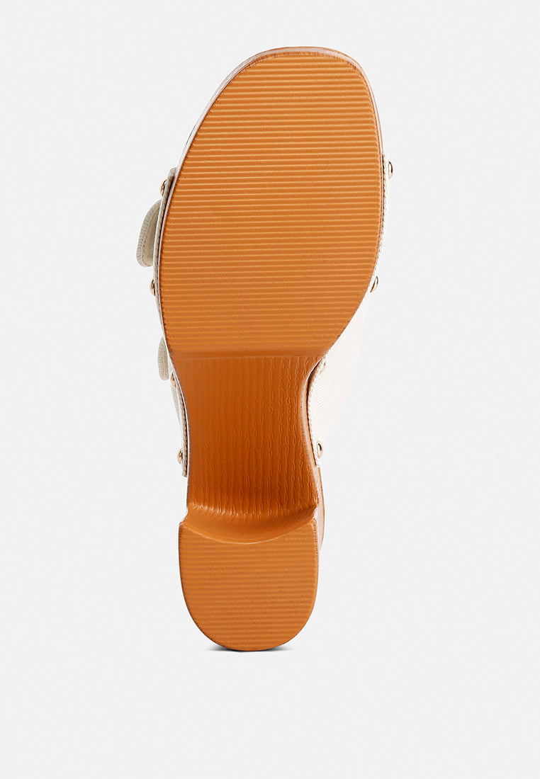 High Block Heel Slip On Clogs W/ Buckle Straps