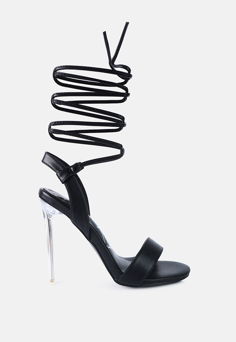 Clear Lace-Up Stiletto Heels
