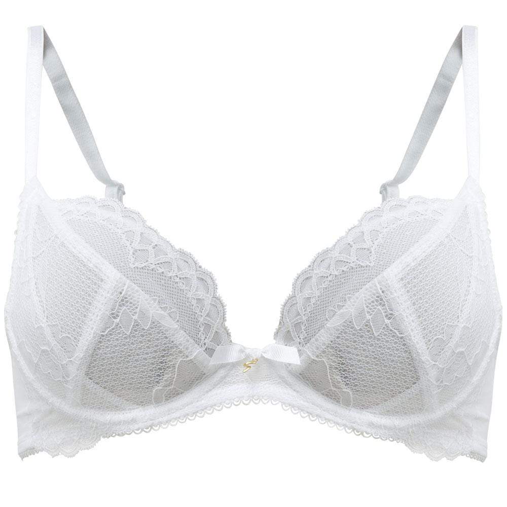 White Floral Lace Plunge Bra