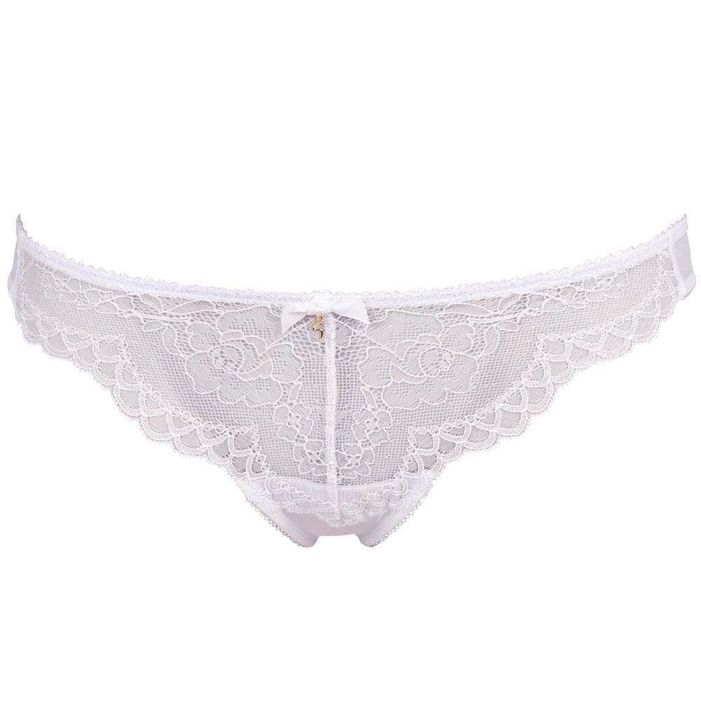 White Floral Lace Sheer Thong Panty