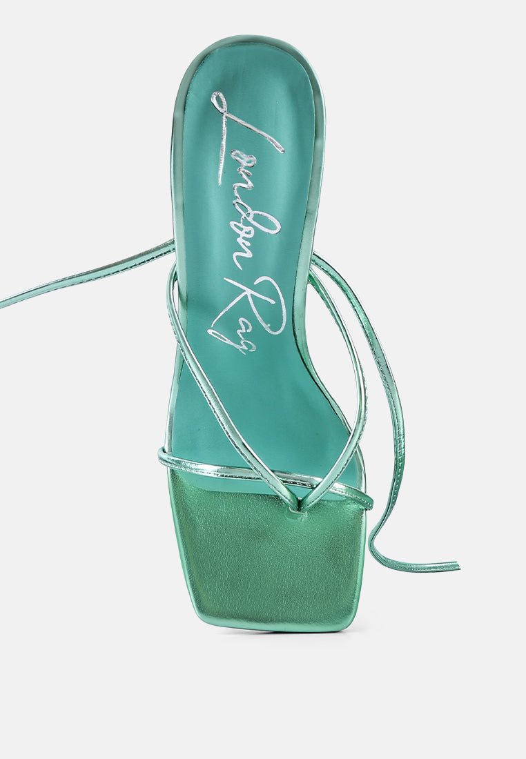 Metallic Lace Up High Heel Sandals