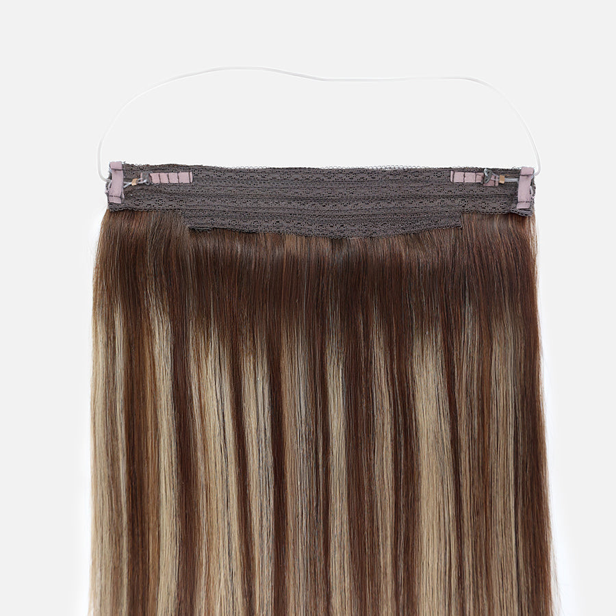 Honey Blonde Balayage (1A/1A+4Q) Halo Hair Extensions (75g-120g)