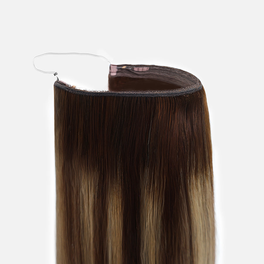 Honey Blonde Balayage (1A/1A+4Q) Halo Hair Extensions (75g-120g)