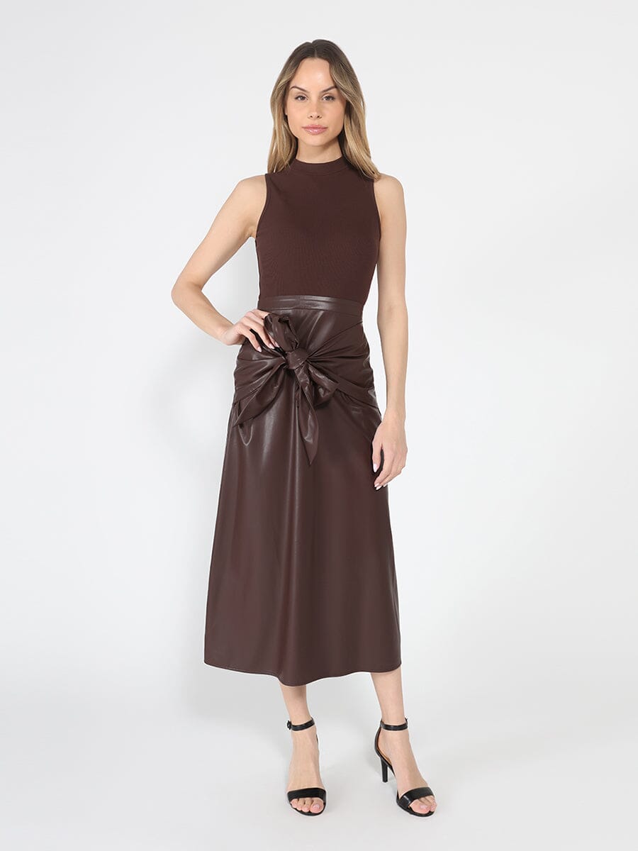 Sleeveless Tie Detail Front Midi-Dress