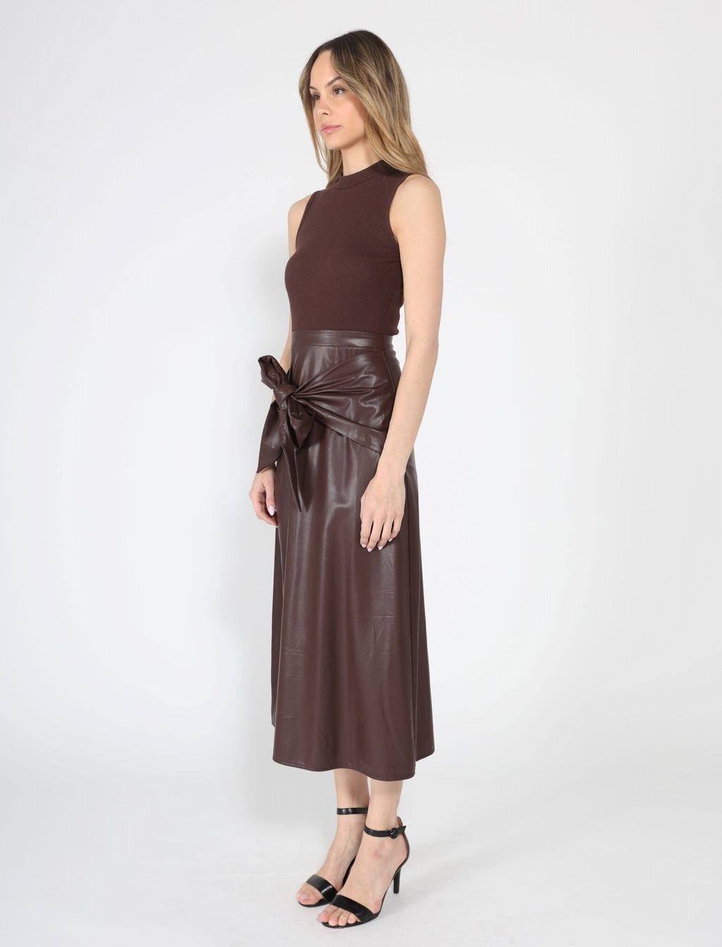 Sleeveless Tie Detail Front Midi-Dress