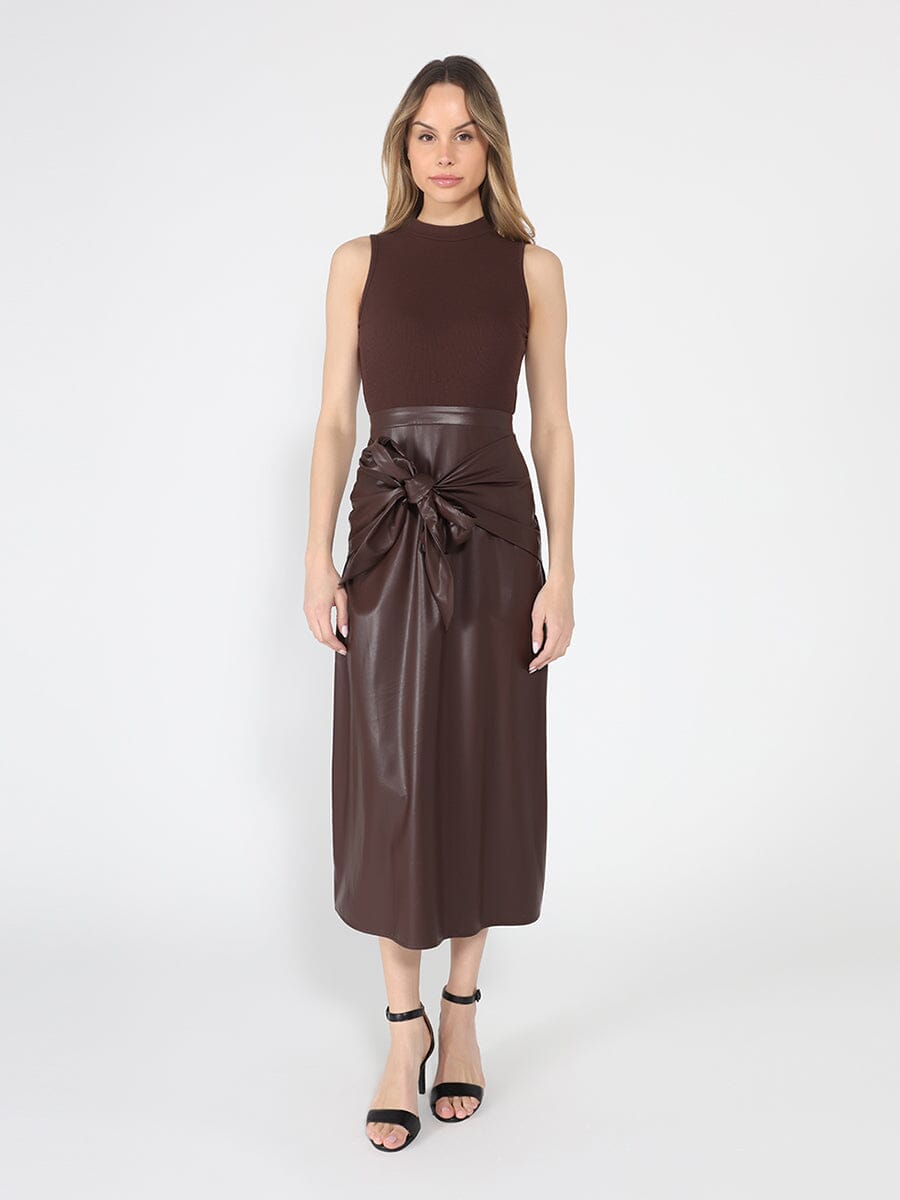 Sleeveless Tie Detail Front Midi-Dress
