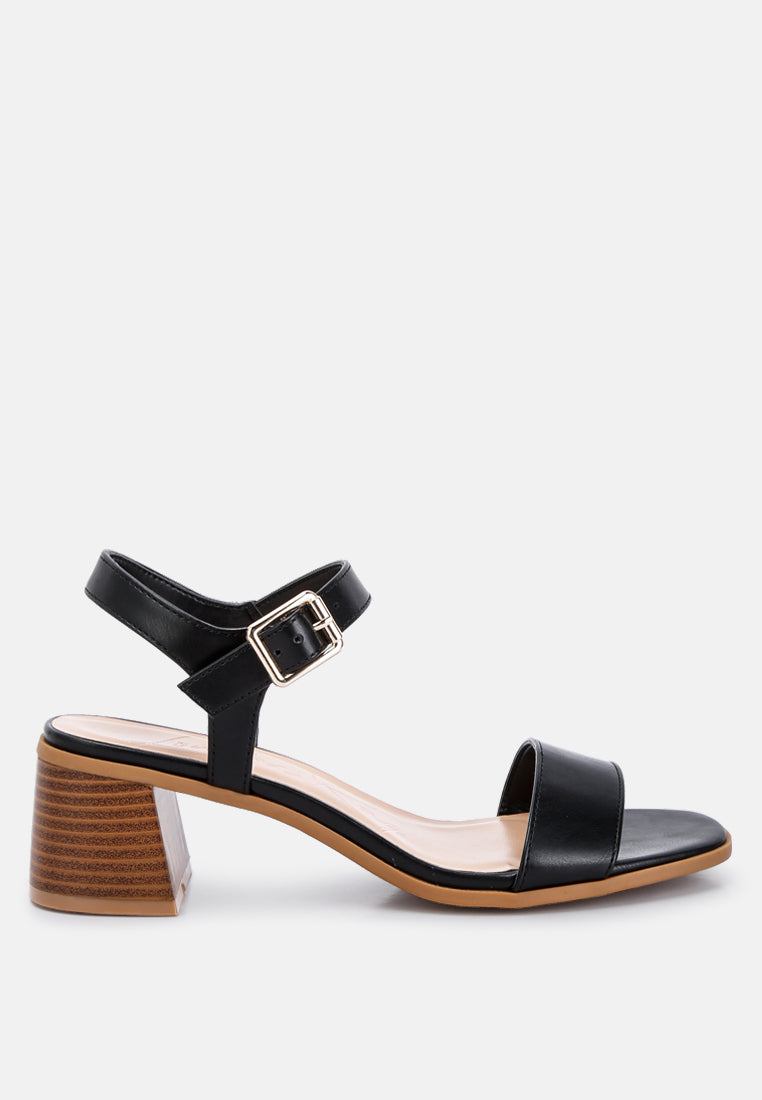 Ankle Strap Stacked Heel Sandals