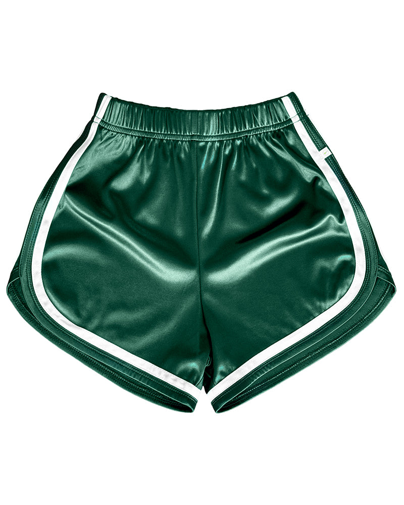 Vintage Satin Running Shorts  –  Retro Track Shorts with White Trim