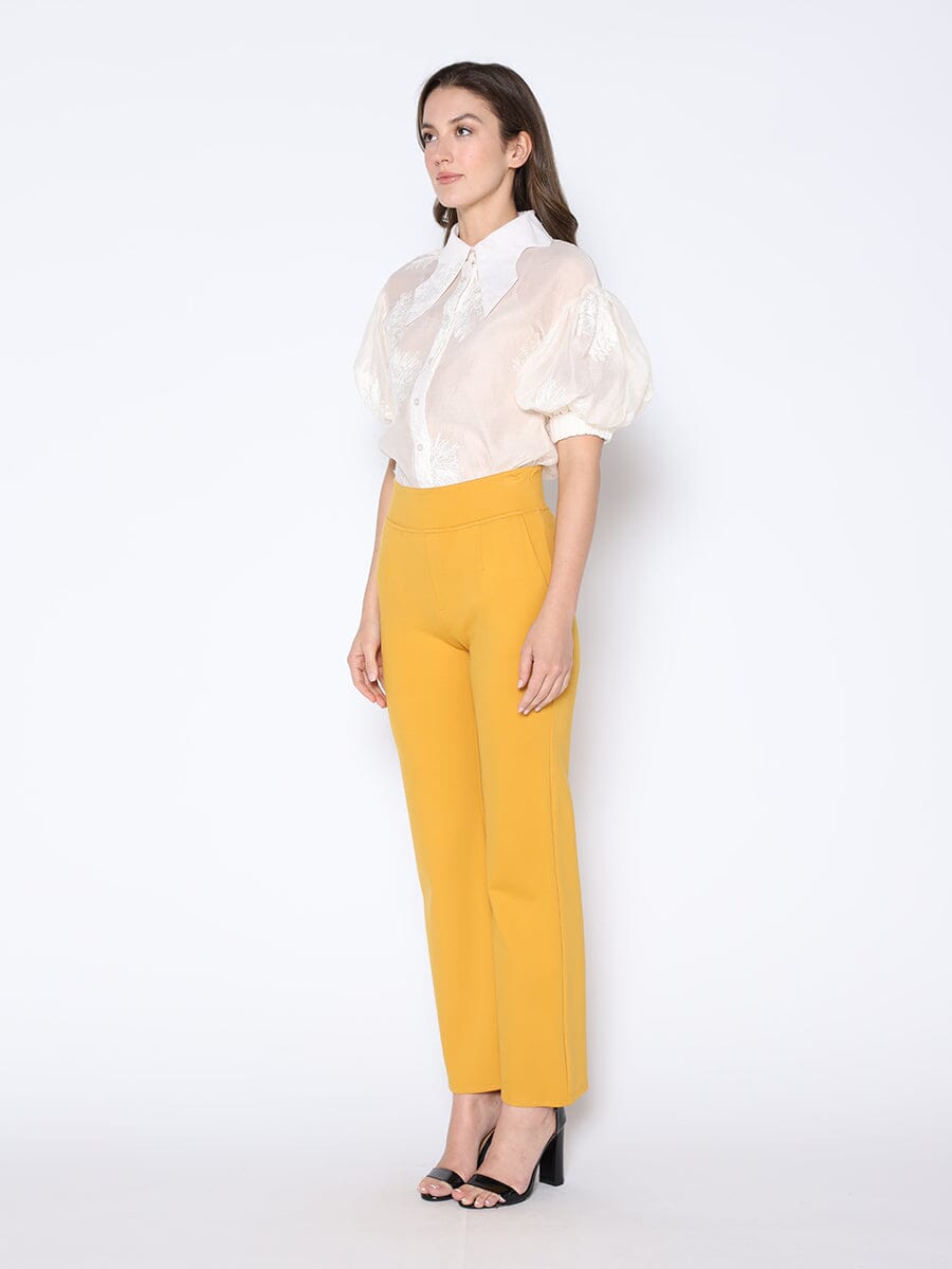 Waist Band Stretched Fitted Pants
