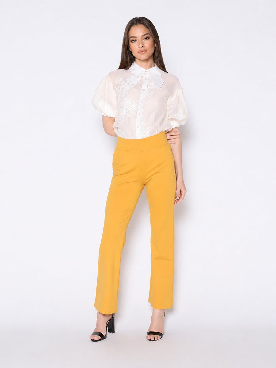 Waist Band Stretched Fitted Pants