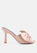Satin Spool Heel Bow Embellishment Slider Heels