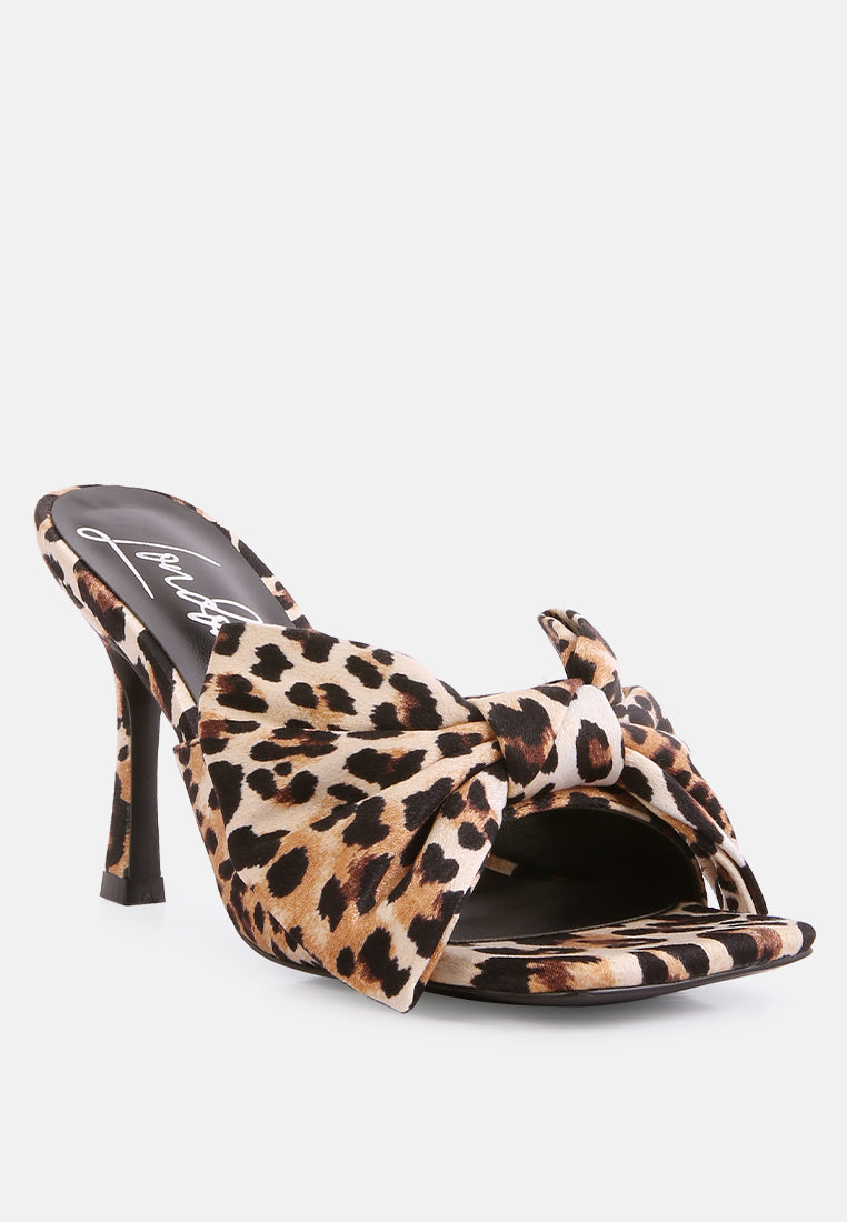 Satin Spool Heel Bow Embellishment Slider Heels
