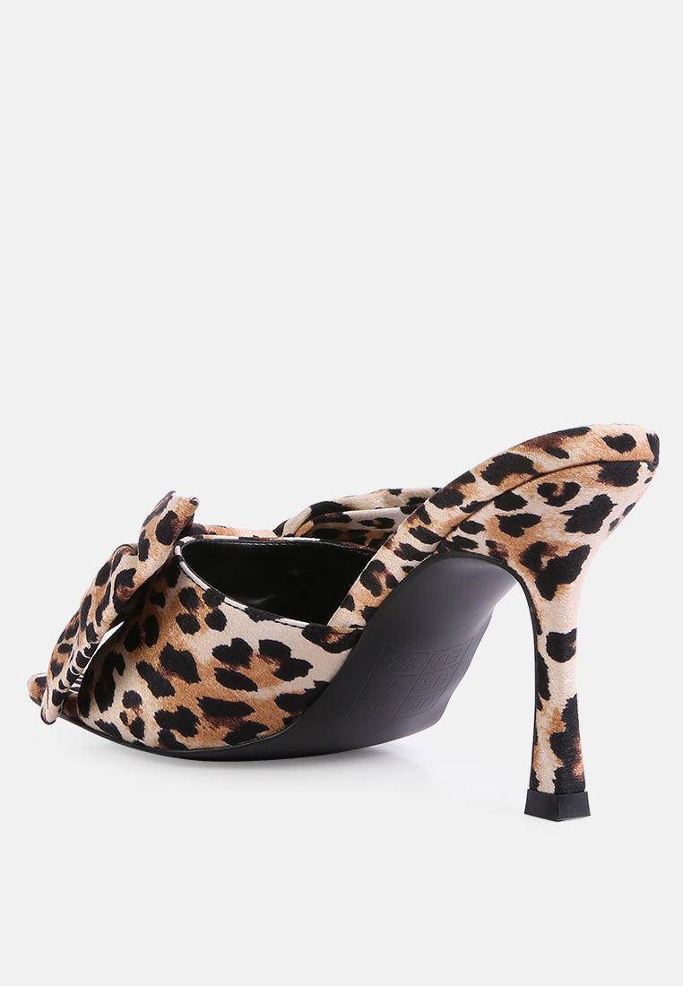 Satin Spool Heel Bow Embellishment Slider Heels