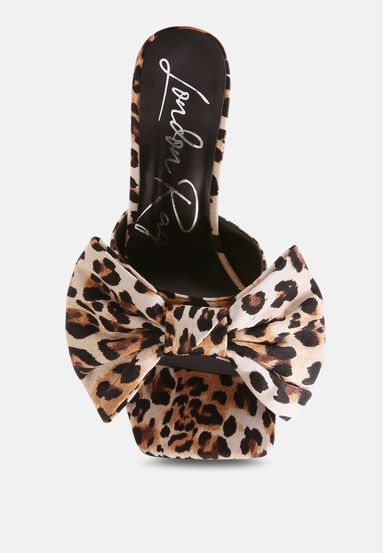 Satin Spool Heel Bow Embellishment Slider Heels