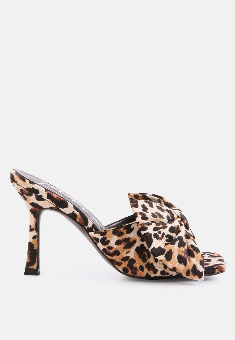 Satin Spool Heel Bow Embellishment Slider Heels